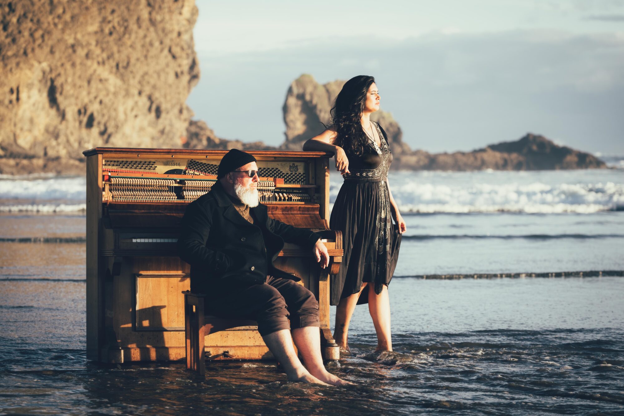 Goldsmith Baynes — beach piano at sunset